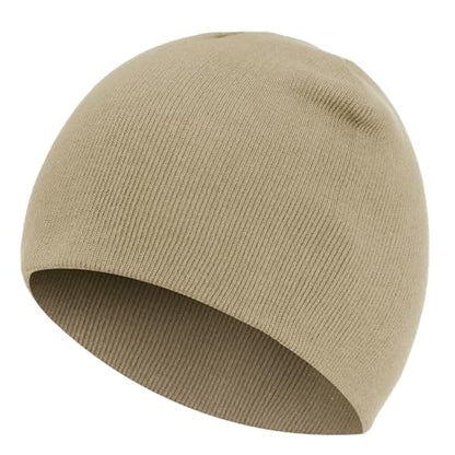 100% Cotton Beanie Hat for Men Women Cuffless Warm Winter Hats - color: 1pcs-khaki