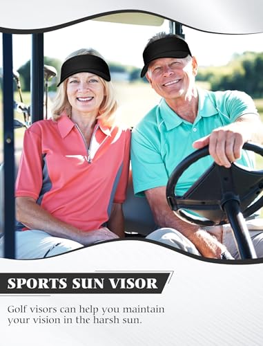 12 Pack Sun Visor Hats Softball Adjustable Cap Sun Protection for Women Men - color: Black