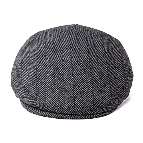 FEINION Men's Wool Tweed Newsboy Ivy Cap Gatsby Golf Flat Hat - color: Herringbone Grey, size: 7 3/4
