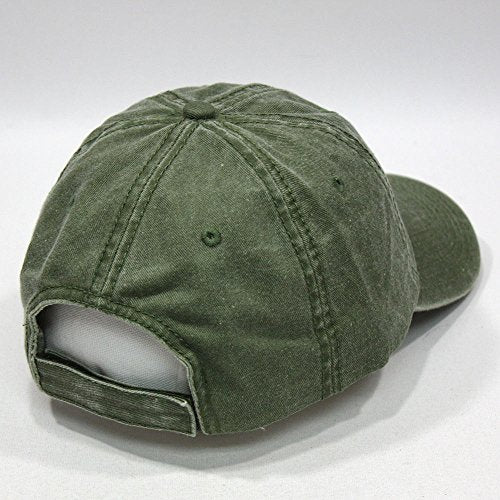 Plain Washed Cotton Adjustable 6 Panel Dad Hat Baseball Cap - color: Olive Green
