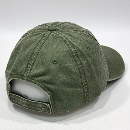 Plain Washed Cotton Adjustable 6 Panel Dad Hat Baseball Cap - color: Olive Green