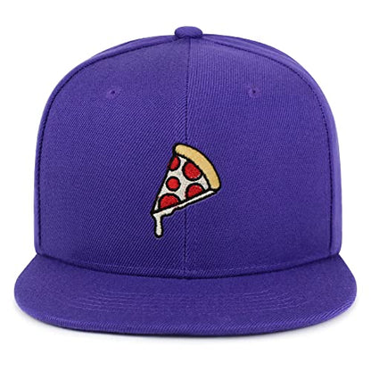 JPAK Pizza Hip-Hop Snapback Hat Embroidered Baseball Cap Foodie - color: 05. Purple