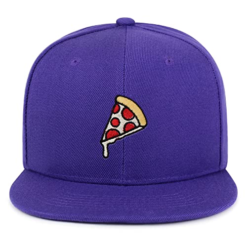 JPAK Pizza Hip-Hop Snapback Hat Embroidered Baseball Cap Foodie - color: 05. Purple