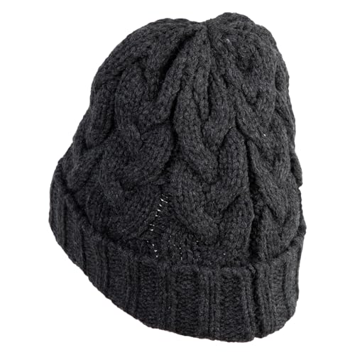 e4Hats.com Chunky Cable Knit Cuff Long Beanie - color: Charcoal