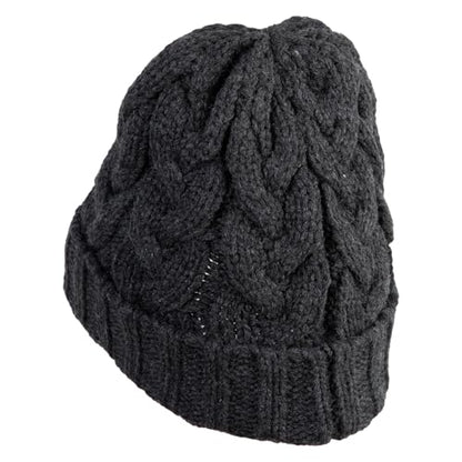 e4Hats.com Chunky Cable Knit Cuff Long Beanie - color: Charcoal