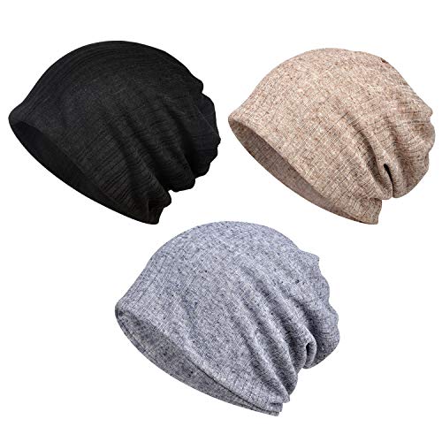 XYIYI Womens Chemo Headwear Hats Cotton Slouchy Beanie Cap Scarf - color: 3pcs Black+grey+coffee