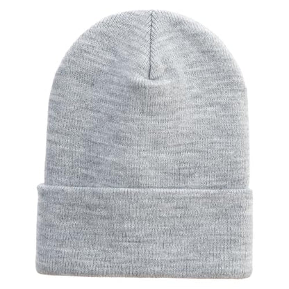 e4Hats.com 12 inch Cuffed Knit Long Beanie - color: Heather Grey
