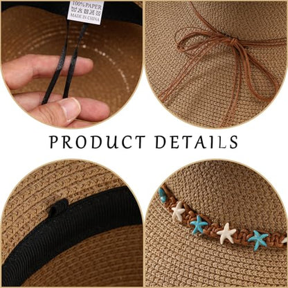 MILAKOO Straw Mesh Buckle Hat Ribbon Bow Cap Strap Foldable Roll Up Cap Sun Protection Hat for Travel - color: 02 Khaki