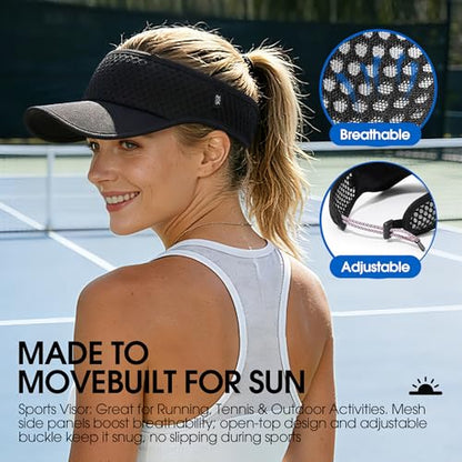 AUSFLUG Sun Visor Hat Men Women - Moisture Wicking Lightweight Sports Cap - color: Black