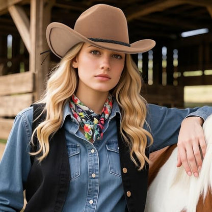 DRESHOW Western Cowboy Hat for Men Women Cowboy Cowgirl Hat Outdoor Wide Brim Retro Felt Fedora Hats Unisex Rolled up Caps - color: 1 Pack Style 8: Khaki