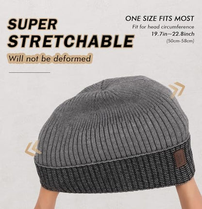 Wmcaps Winter Beanie for Men Women Fleece Lined Hat Warm Cuffed - color: Gray/Black