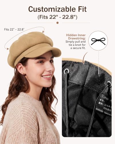 American Trends Newsboy Hats for Women Baker Boy Cap Fall Winter Beret - color: A Camel