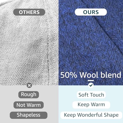 Mens Newsboy Cap High Woolen Tweed Gatsby Hat Ivy Cabbie Flat Golf Cap for Fathers Women Unisex - color: Blue, size: 7-7 1/8