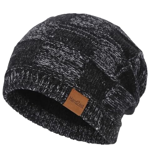 HandZest Relaxed-Fit Knit Beanie: Lightweight, Breathable for Spring & Fall. Soft, Stretchy. One Size Fits Most - color: Black
