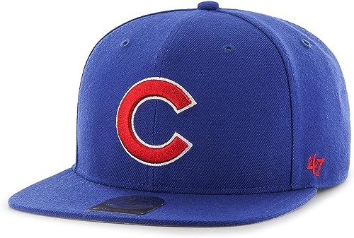 47 MLB Sure Shot Captain Hat Adjustable Structured 6-Panel Snapback Hat Cap, Adult One Size Fits All - color: Chicago Cubs