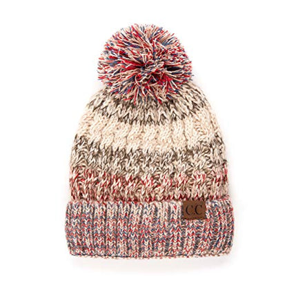 C.C Exclusives Women's Winter Seed Stitched Confetti Pom Beanie Hat (HAT-1816)(HAT-2214)(HAT-2085)(HAT-3841) - color: Beige
