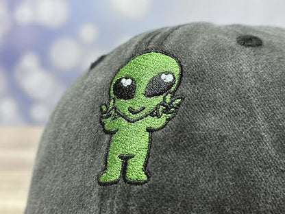 Adjustable Embroidery Animal Baseball Hat for Kid Toddler Child - color: Alien (Washed Black)