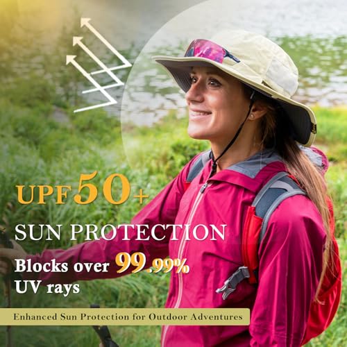 TOP-EX Wide Brim Sun Hat for Women with Ponytail Hole, Packable, S/M-L/XL - color: Beige, size: Small-Medium