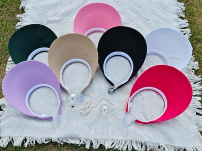 2 Pack Sun Visors Women Wide Brim Clip on Summer Hats Adjustable UV Protection - color: Black,navy Blue