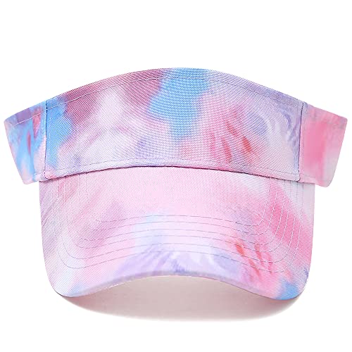 Sport Sun Visor Hats Cotton Ball Caps Empty Top Baseball Sun Cap for Men Women - color: Tie-dye Pink