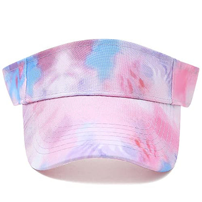 Sport Sun Visor Hats Cotton Ball Caps Empty Top Baseball Sun Cap for Men Women - color: Tie-dye Pink