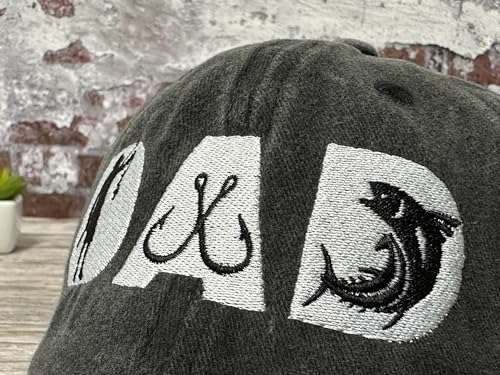 Hepandy Embroidered Baseball Caps for Grandpa Grandma Mom Dad Papa Nana - color: Fishing Dad (Washed Black)
