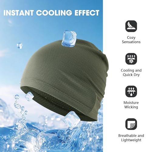WTACTFUL Cooling Breathable Skull Cap Men Women, Sweat Wicking 1-2-4 Pack - color: 1 Piece - Deep Green