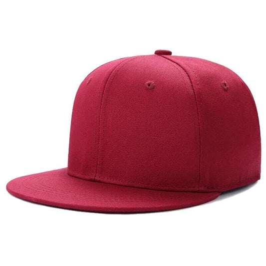 Boolavard Classic Snapback Hat Cap Hip Hop Style Flat Bill Blank Solid Color Adjustable Size - color: Burgundy