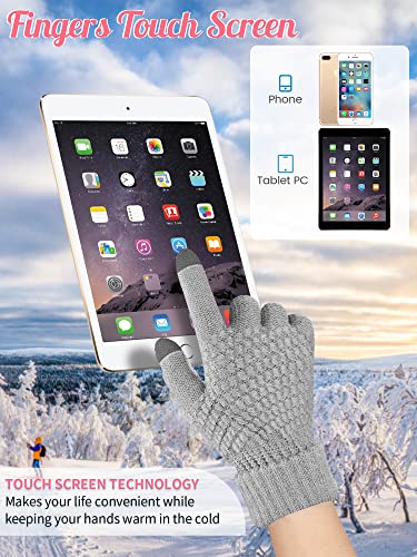 JaGely 8 Pieces Women Winter Hats and Gloves Set Women Warm Touchscreen Knitted Lined Gloves Winter Beanies - color: Black, Gray, Pink, Beige