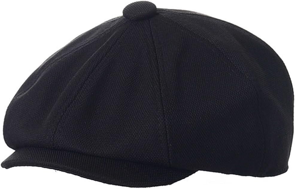 Kids-Boys-Cotton-Newsboy-Cap - Classic Flat Beret Cabbie Hat for Toddler Girls 4-9 Years Old - color: Black