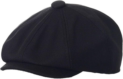 Kids-Boys-Cotton-Newsboy-Cap - Classic Flat Beret Cabbie Hat for Toddler Girls 4-9 Years Old - color: Black
