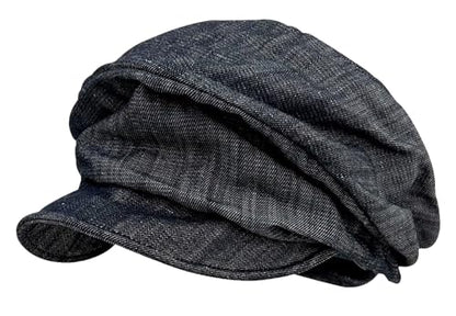 Pocadri Slouchy Pleated Newsboy Hats for Women Men Spring/Fall Retro Beret Hat Visor Lightweight Cabbie Cap - color: Black