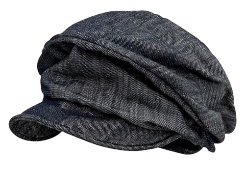 Pocadri Slouchy Pleated Newsboy Hats for Women Men Spring/Fall Retro Beret Hat Visor Lightweight Cabbie Cap - color: Black