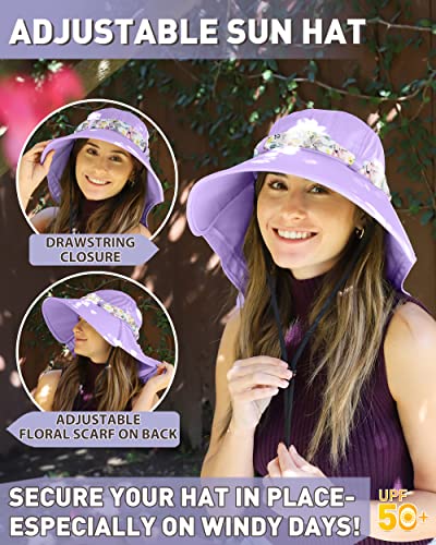 Tirrina Women's Sun Hat Wide Brim, UV Protection Sun Hats for Women - color: Purple