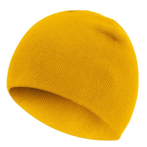 100% Cotton Beanie Hat for Men Women Cuffless Warm Winter Hats - color: 1pcs-yellow
