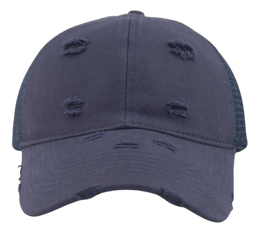 Comfy Soft Vintage Washed Trucker Baseball Cap - Women Men Unstructured Dad Hat | Snapback | Soft Crown | Soft Mesh - color: Distresssed Navy, size: One Size