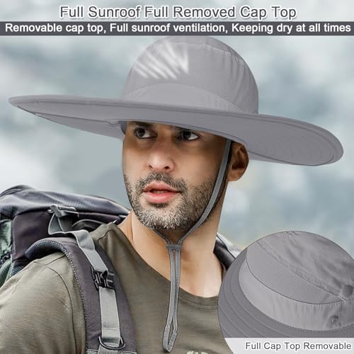 Cooltto L/XL/XXL Wide Brim Sun Hat UPF 50+ UV Protection Boonie Hat - color: 2 Pack Light Grey, size: Medium-Large