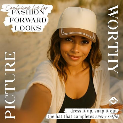 Funky Junque Women's 2 Tone Trucker Hats - color: Khaki/Beige