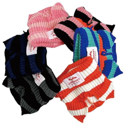 Womens Beanie Hat Winter Cuffed Knit Hats with Cat Ears Thick Warm Y2k Skull Caps Mens Ski Hat - color: Black&grey