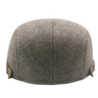 Mens Herringbone Tweed Newsboy Cap Flat Ivy Gatsby Hat Adjustable Cabbie Cap for Women - color: Light Khaki
