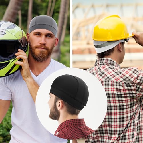Cosmos 3 Pcs Cooling Skull Cap Helmet Liner Beanie Mesh Cycling Hat Head Wrap Under Helmets Motorcycle Hard Hat for Men Women - color: Black/White/Gray