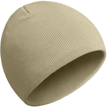 ROYBENS 100% Cotton No Cuff Beanie Hat Men Women, Fisherman Skull Cap - color: Khaki
