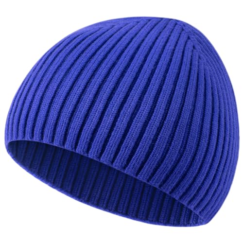 Wool Knit Beanie Hats for Men Women,Cuffless Winter Skull Caps - color: 1-royal Blue