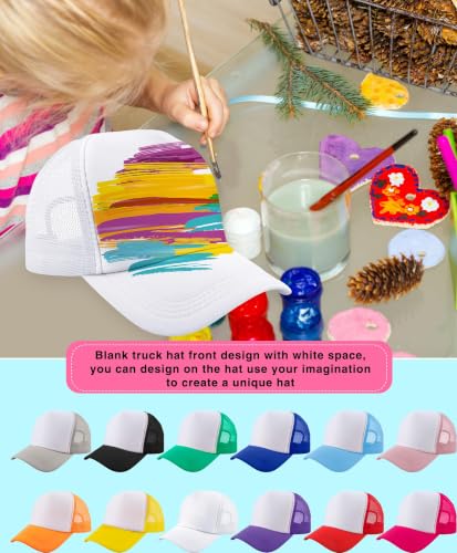40 Pack Kids Sublimation Trucker Hat Bulk Blank Baseball Cap DIY Mesh Baseball Hat Adjustable Trucker Cap for Summer - color: Color Set 3