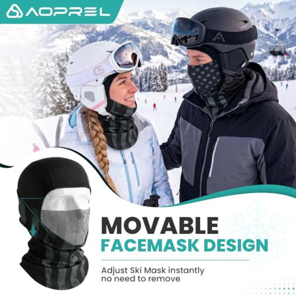 AOPREL Balaclava Ski Mask for Men Winter Face Mask Breathable & Thermal Winter Balaclava Women for Cold Weather Outdoor - color: Blackout Usa Flag