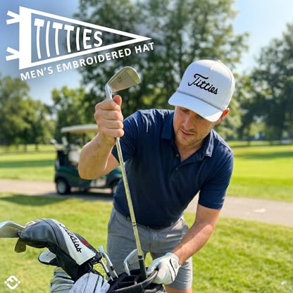 Funky Junque Golf Trucker Hat - color: Titties - White