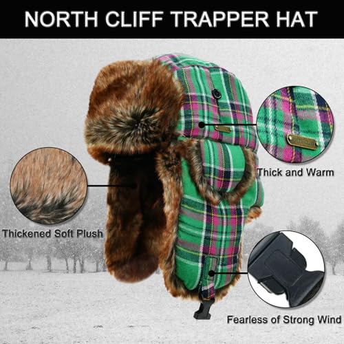 Unisex Winter Trapper Hat Cold Proof Keep Warm Hat with Ear Flaps for Hunting Skiing Trooper Outdoor Activities - color: Candy Series-green&red, size: Medium-Large