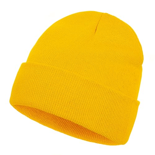 Pistha Beanie for Men Women-Knit Beanie Hats Skull Cap Winter Warm Hat - color: Yellow