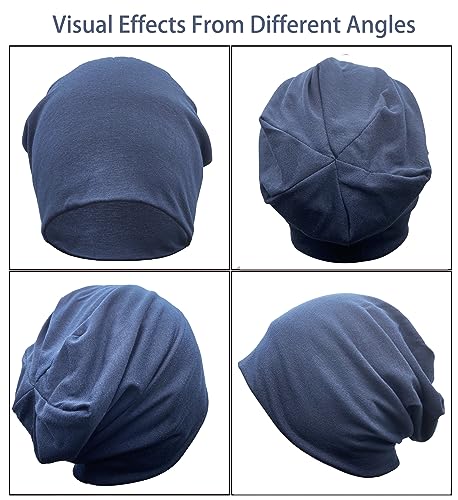 JarseHera 2 Pack Wider Slouchy Beanie for Men Women Oversize Chemo Headwear Large Baggy Skull Cap Cancer Caps Hats - color: 2 Pair,navy+dark Gray-large