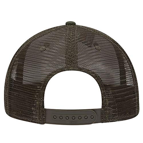 OTTO Camouflage Round Flat Visor SNAP 6 Panel Mesh Back Trucker Snapback - color: Dk.grn/Brn/Dk.brn